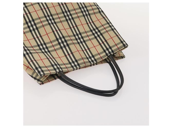 Bolsa de mão Burberrys Hermes Nova Check em lona nylon 4 peças Bege Cinza Auth BAZ311 Marrom - vista 12