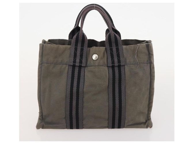 Bolsa de mão Burberrys Hermes Nova Check em lona nylon 4 peças Bege Cinza Auth BAZ311 Marrom - vista 15
