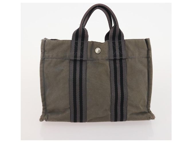 Bolsa de mão Burberrys Hermes Nova Check em lona nylon 4 peças Bege Cinza Auth BAZ311 Marrom - vista 16
