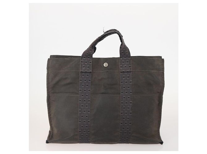 Bolsa de mão Burberrys Hermes Nova Check em lona nylon 4 peças Bege Cinza Auth BAZ311 Marrom - vista 2