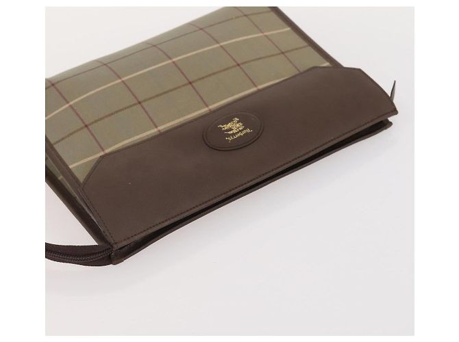 Bolsa de mão Burberrys Hermes Nova Check em lona nylon 4 peças Bege Cinza Auth BAZ311 Marrom - vista 24
