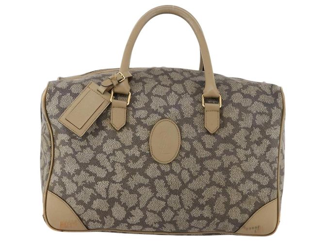 Saint Laurent Borsa Boston in PVC pelle beige grigia Auth 173616 Marrone - vista 13