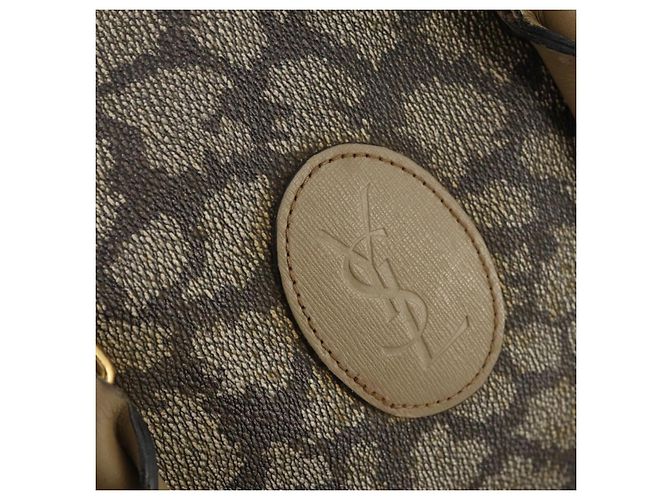 Saint Laurent Borsa Boston in PVC pelle beige grigia Auth 173616 Marrone - vista 17