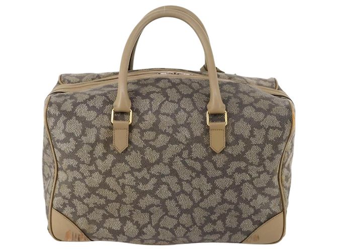 Saint Laurent Borsa Boston in PVC pelle beige grigia Auth 173616 Marrone - vista 2