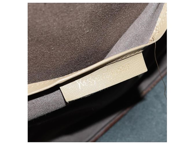 Saint Laurent Borsa Boston in PVC pelle beige grigia Auth 173616 Marrone - vista 21