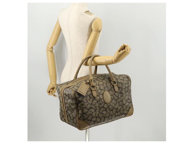 Saint Laurent Borsa Boston in PVC pelle beige grigia Auth 173616 Marrone - vista 23