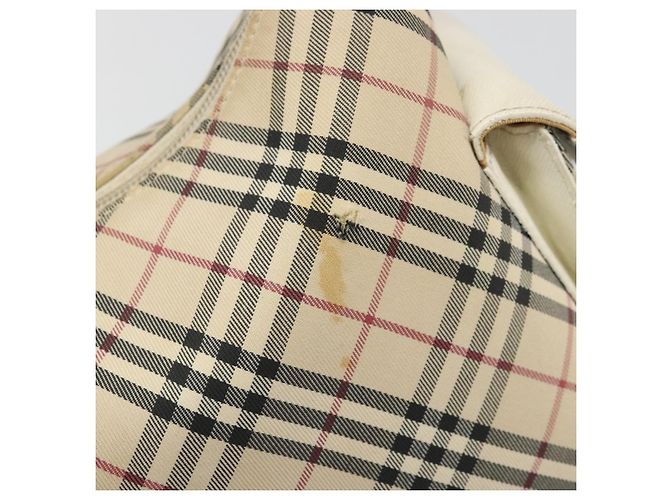 Burberry Borsa a Spalla Nova Check in Tela e Pelle Beige Argento Auth ARZ872 - vista 10