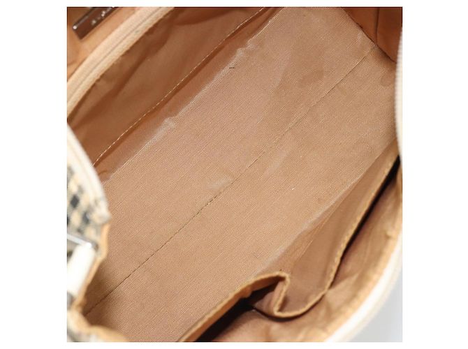 Burberry Borsa a Spalla Nova Check in Tela e Pelle Beige Argento Auth ARZ872 - vista 12