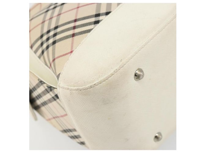 Burberry Borsa a Spalla Nova Check in Tela e Pelle Beige Argento Auth ARZ872 - vista 15