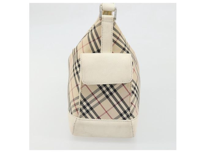 Burberry Borsa a Spalla Nova Check in Tela e Pelle Beige Argento Auth ARZ872 - vista 3