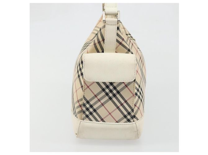 Burberry Borsa a Spalla Nova Check in Tela e Pelle Beige Argento Auth ARZ872 - vista 4