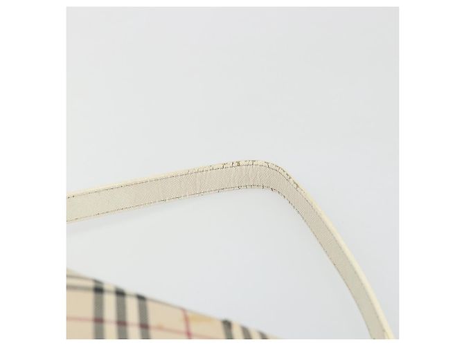 Burberry Borsa a Spalla Nova Check in Tela e Pelle Beige Argento Auth ARZ872 - vista 8