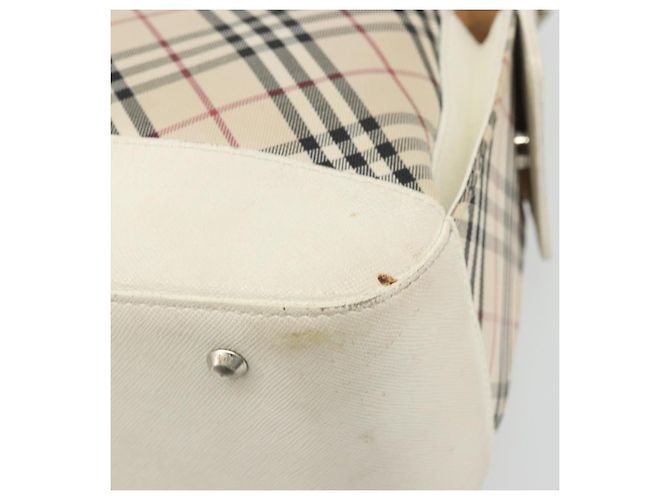 Burberry Borsa a Spalla Nova Check in Tela e Pelle Beige Argento Auth ARZ872 - vista 9