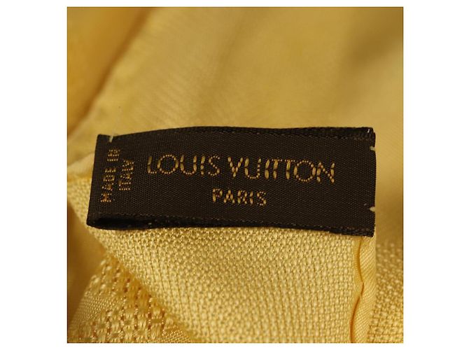 Louis Vuitton Cachecol Monogram de Seda Amarelo LV Auth 174174A - vista 8