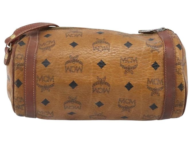 Borsa a Spalla MCM Vicetos Logogram in Pelle PVC Marrone Oro Auth SW2165 D'oro - vista 2