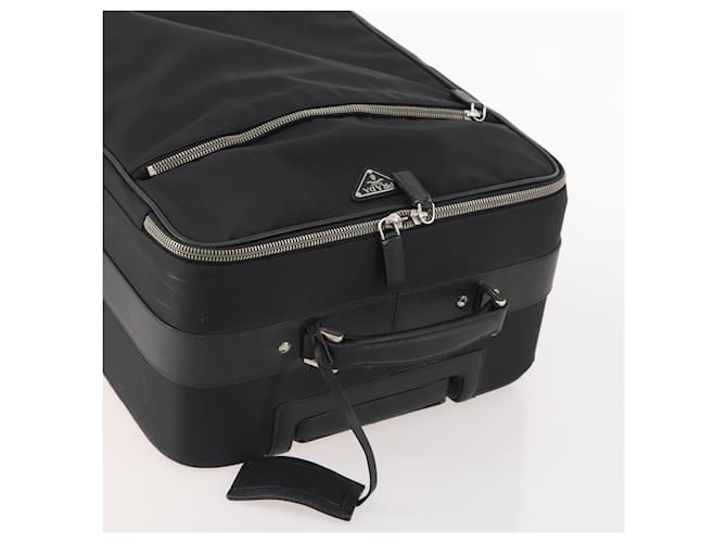 PRADA Custodia Trunk Nylon Nero Argento Auth fm5302 - vista 7