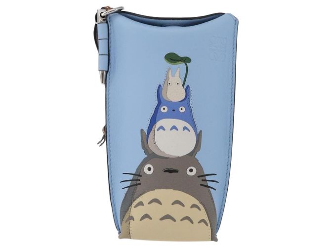 LOEWE LOEWE �~ Studio Ghibli Il Mio Vicino Totoro Pochette in Pelle Blu Auth 167190SM Blu chiaro - vista 13