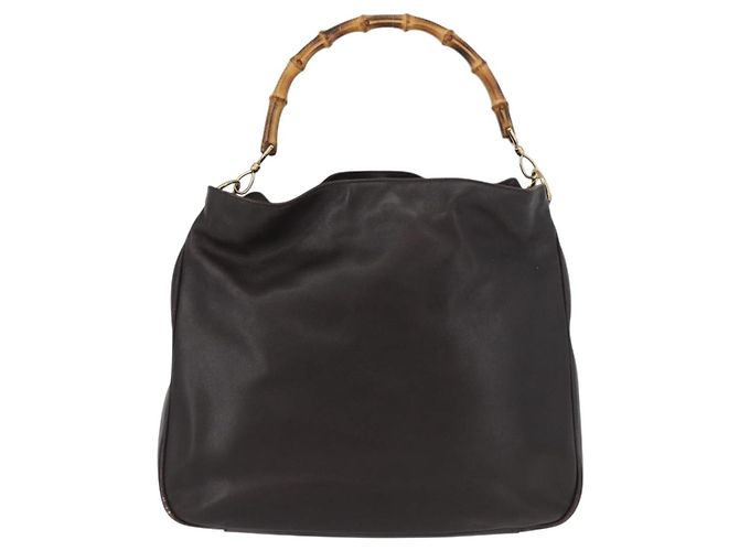 Borsa a Spalla in Pelle Gucci Bamboo 2way Marrone Oro 001 1577 Auth ep13897 D'oro - vista 13