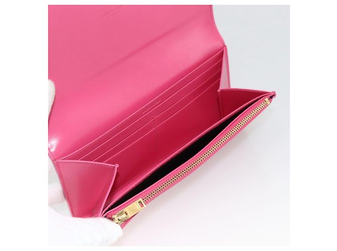 Portafoglio in pelle rosa SAINT LAURENT Auth BA11841A - vista 8