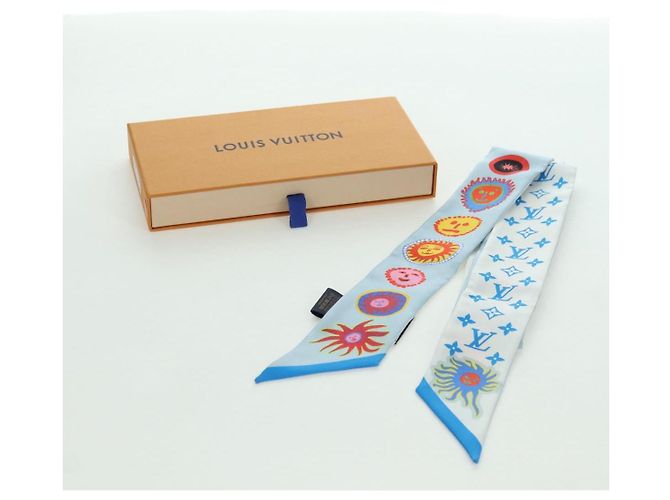 LOUIS VUITTON Sciarpa Bando BB Yayoi Kusama in Seta Blu M78313 LV Auth BAZ743M - vista 12