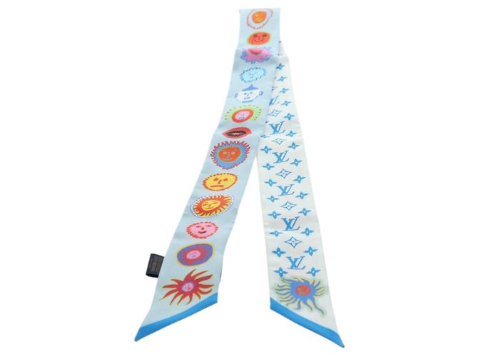 LOUIS VUITTON Sciarpa Bando BB Yayoi Kusama in Seta Blu M78313 LV Auth BAZ743M - vista 13