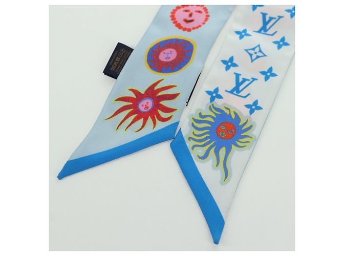 LOUIS VUITTON Sciarpa Bando BB Yayoi Kusama in Seta Blu M78313 LV Auth BAZ743M - vista 2
