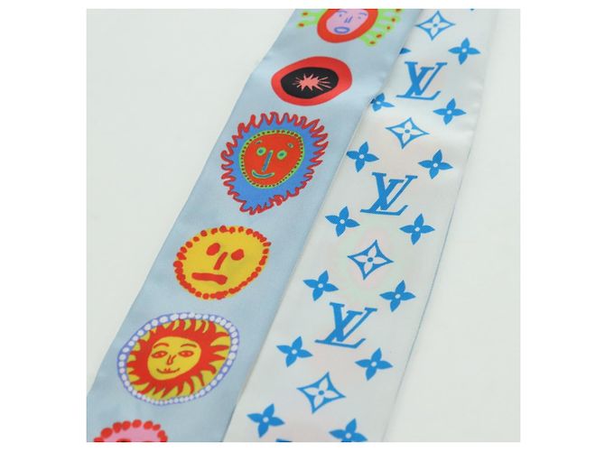 LOUIS VUITTON Sciarpa Bando BB Yayoi Kusama in Seta Blu M78313 LV Auth BAZ743M - vista 3