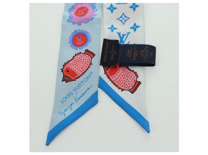 LOUIS VUITTON Sciarpa Bando BB Yayoi Kusama in Seta Blu M78313 LV Auth BAZ743M - vista 6
