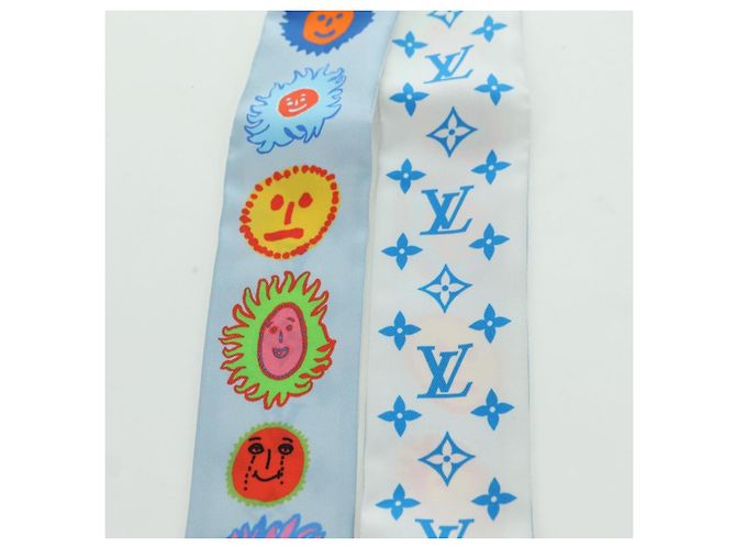 LOUIS VUITTON Sciarpa Bando BB Yayoi Kusama in Seta Blu M78313 LV Auth BAZ743M - vista 7