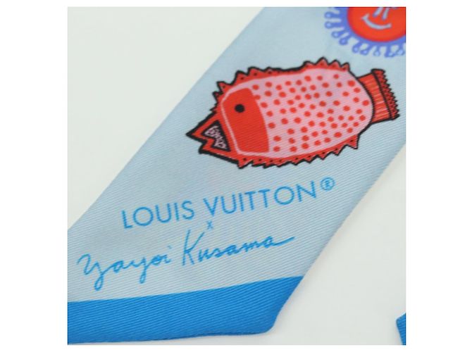 LOUIS VUITTON Sciarpa Bando BB Yayoi Kusama in Seta Blu M78313 LV Auth BAZ743M - vista 9