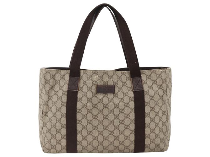 Gucci Bolsa Tote GG Supreme em PVC bege 141624 Auth bs34230 - vista 13