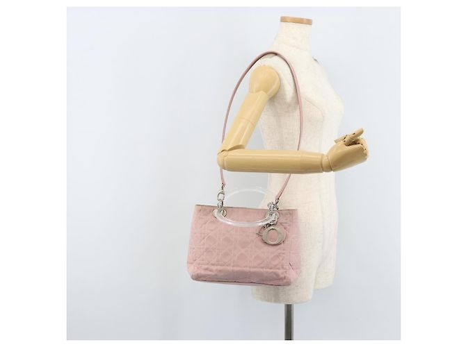 Borsa a mano Canage Christian Dior Nylon 2way Rosa Argento Auth YKZ135 - vista 26