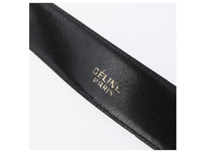 Céline CELINE Gürtel Leder 31,9"" Schwarz Gold Auth BAZ191A Golden - vista 10
