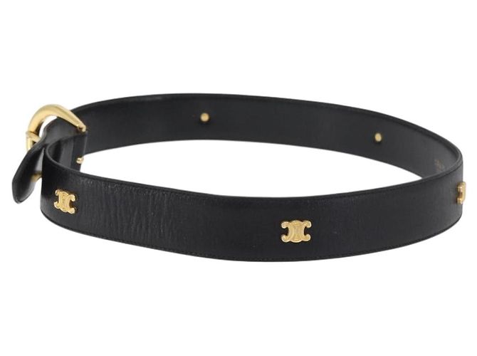 Céline CELINE Gürtel Leder 31,9"" Schwarz Gold Auth BAZ191A Golden - vista 3
