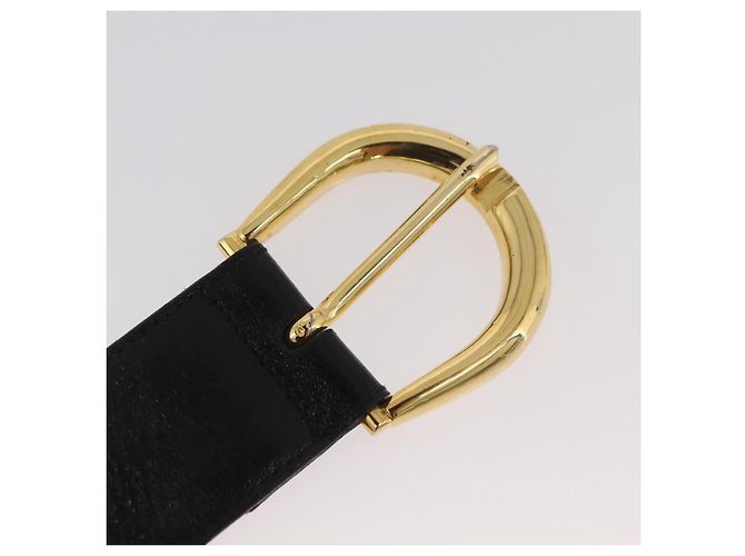 Céline CELINE Gürtel Leder 31,9"" Schwarz Gold Auth BAZ191A Golden - vista 5