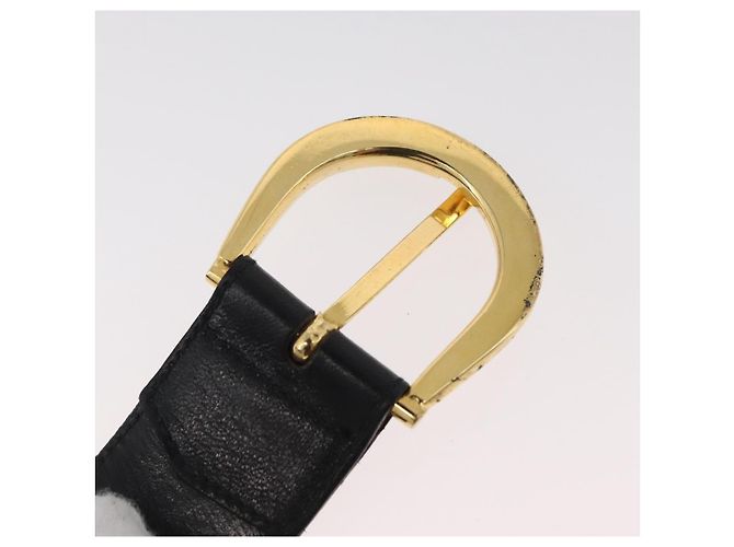 Céline CELINE Gürtel Leder 31,9"" Schwarz Gold Auth BAZ191A Golden - vista 6