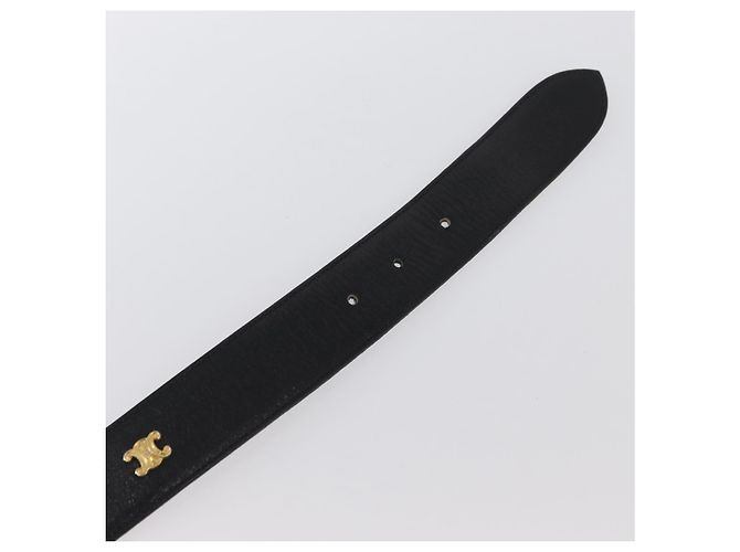 Céline CELINE Gürtel Leder 31,9"" Schwarz Gold Auth BAZ191A Golden - vista 8