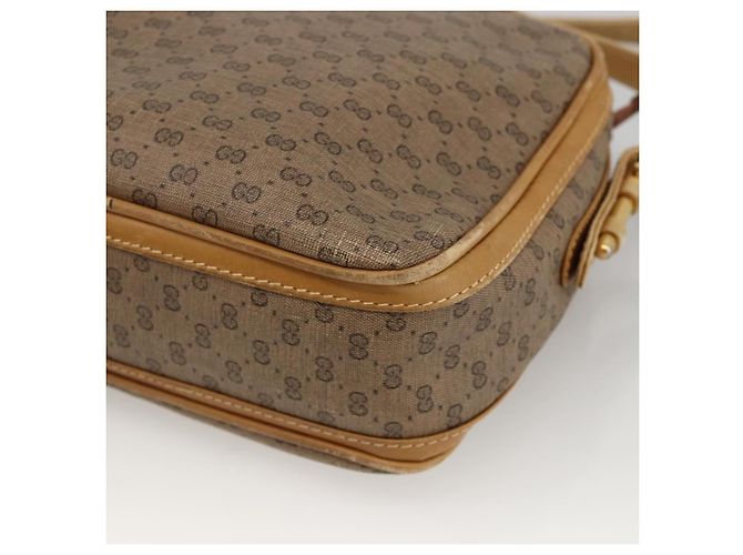 Gucci Borsa a Spalla Micro GG Supreme PVC Beige Oro 001 261 1096 Auth BA11772 D'oro - vista 16