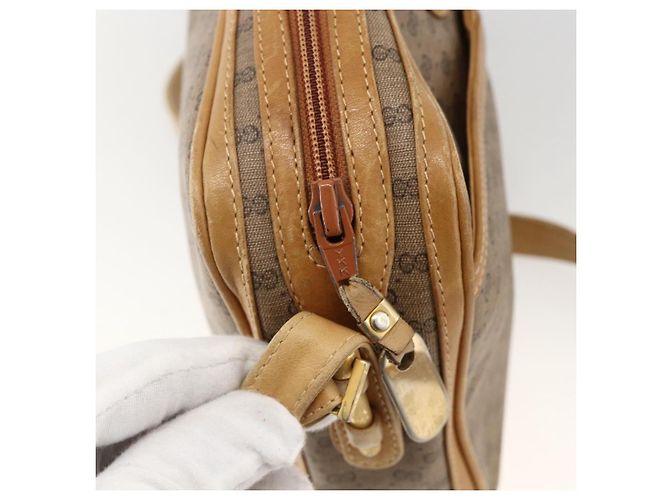 Gucci Borsa a Spalla Micro GG Supreme PVC Beige Oro 001 261 1096 Auth BA11772 D'oro - vista 9