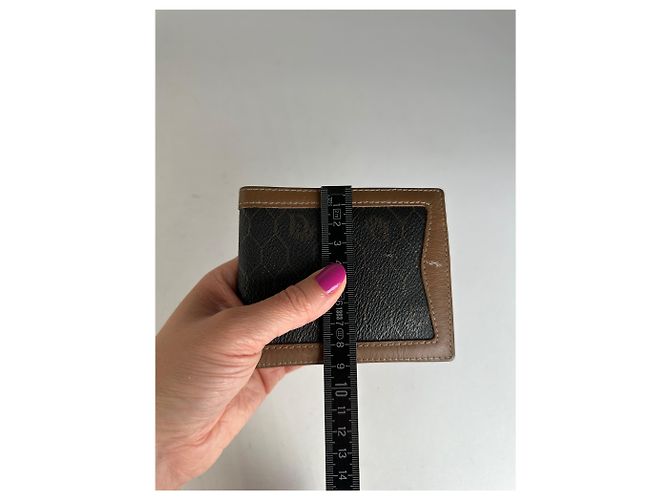 Vintage Dior Flapable Leather Monogram Wallet Black Brown - view 10