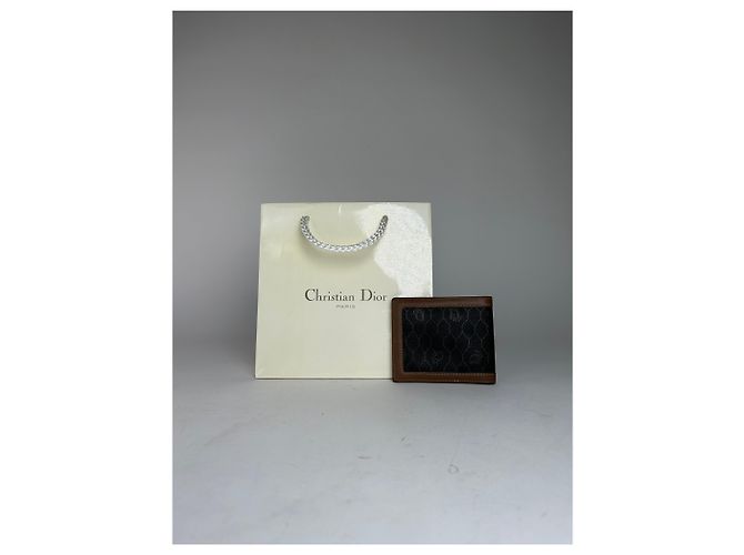 Vintage Dior Flapable Leather Monogram Wallet Black Brown - view 2