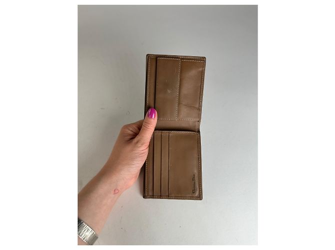 Vintage Dior Flapable Leather Monogram Wallet Black Brown - view 3