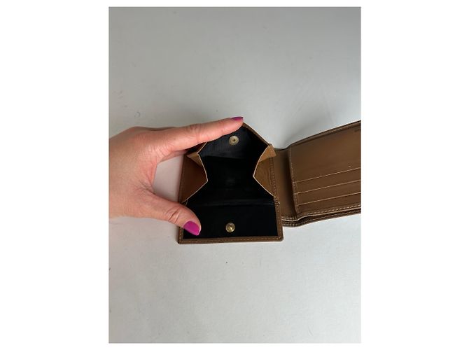 Vintage Dior Flapable Leather Monogram Wallet Black Brown - view 5