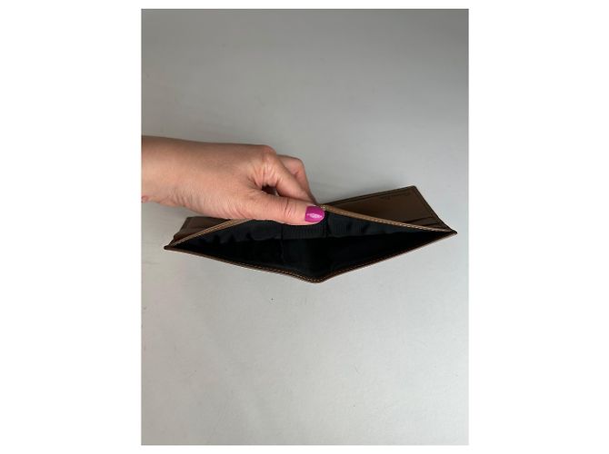 Vintage Dior Flapable Leather Monogram Wallet Black Brown - view 6
