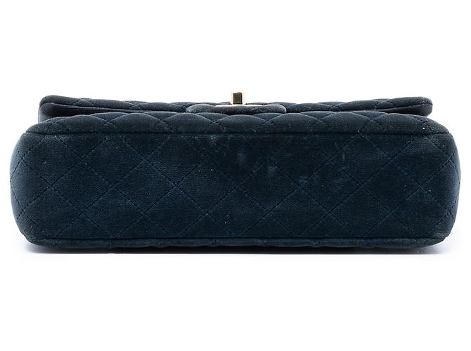 Chanel Medium Classic Velours Doppio ribalta Blu - vista 3