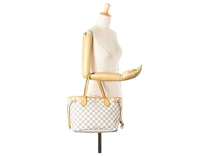 Louis Vuitton Damier Azur Neverfull PM Bianco - vista 13