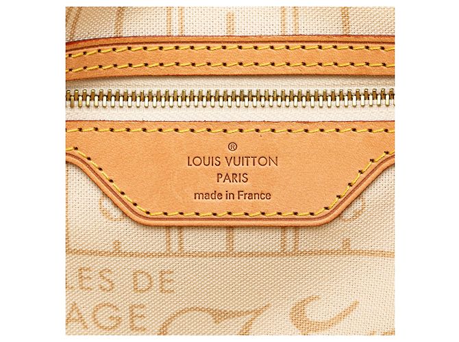 Louis Vuitton Damier Azur Neverfull PM Bianco - vista 5