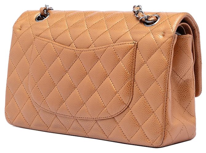 Chanel Medium Classic Metallico Caviar Doppio Marrone - vista 2