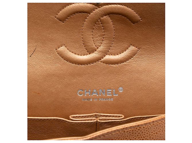 Chanel Medium Classic Metallico Caviar Doppio Marrone - vista 5