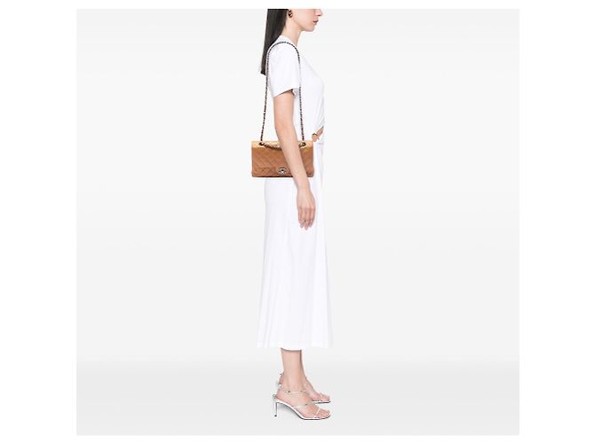 Chanel Medium Classic Metallico Caviar Doppio Marrone - vista 7